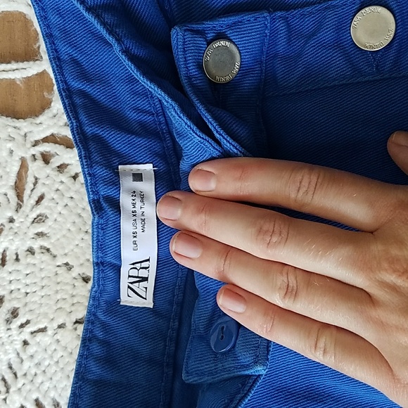 NWOT Zara High Waist Bright Blue Skorts - Picture 5 of 13